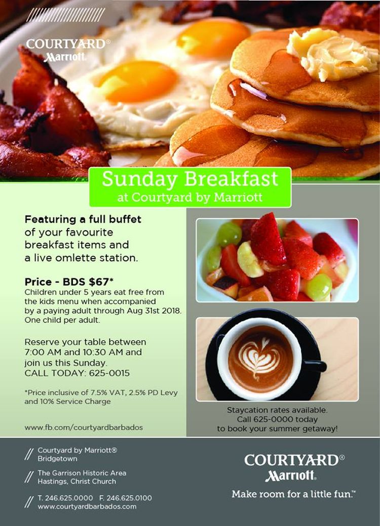 Sunday Breakfast at Courtyard Marriott What's On In Barbados 201907